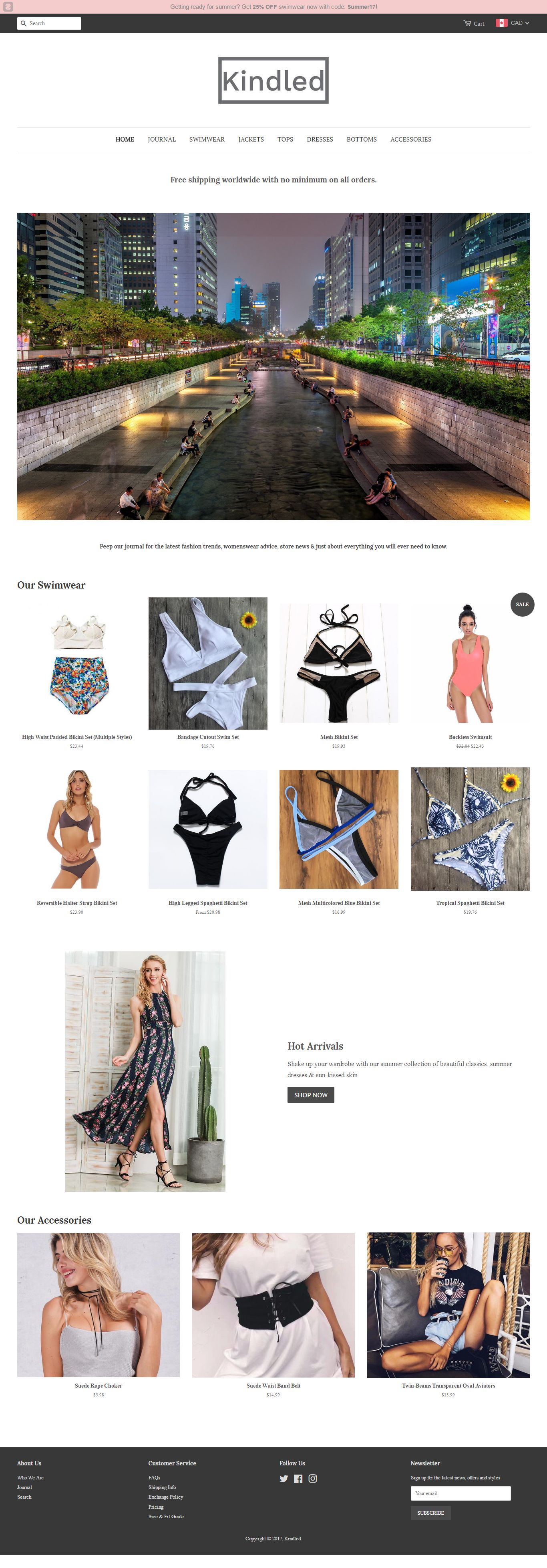 [tiniboo] Thiết kế website bộ đồ bơi, quần áo bơi Kindled